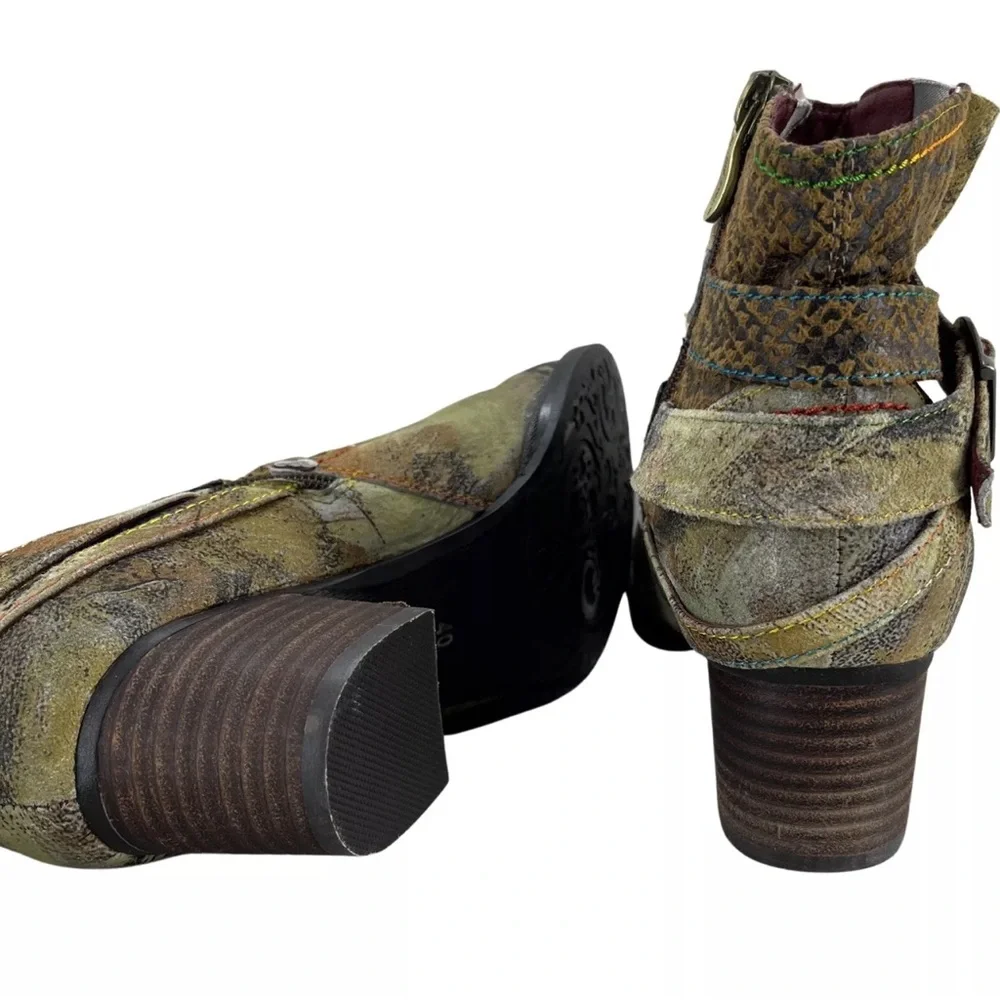 L’Artiste Hand Painted Leather Ankle Boots Size 6.5 - Picture 8 of 11